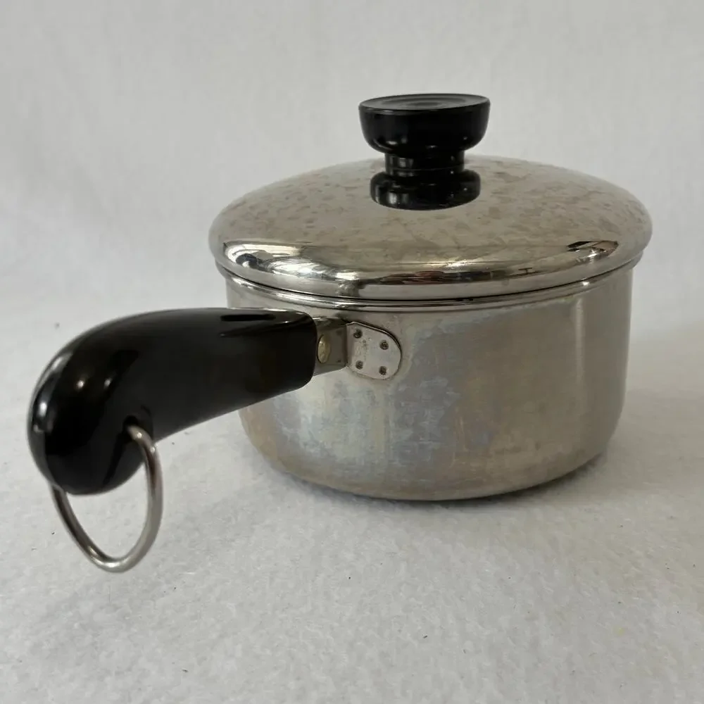 Revere Ware 1 QT Saucepan Pot & Lid Clinton 97C Aluminum Disc Bottom Stainless